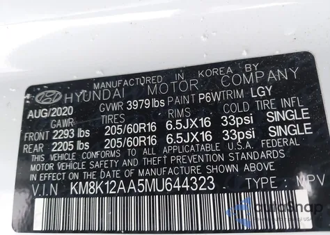 2021 Hyundai Kona Se from USA, damaged, VIN KM8K12AA5MU644323